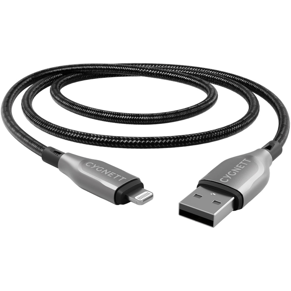 Cygnett Armoured Lightning To USB-A Cable - Black 2m