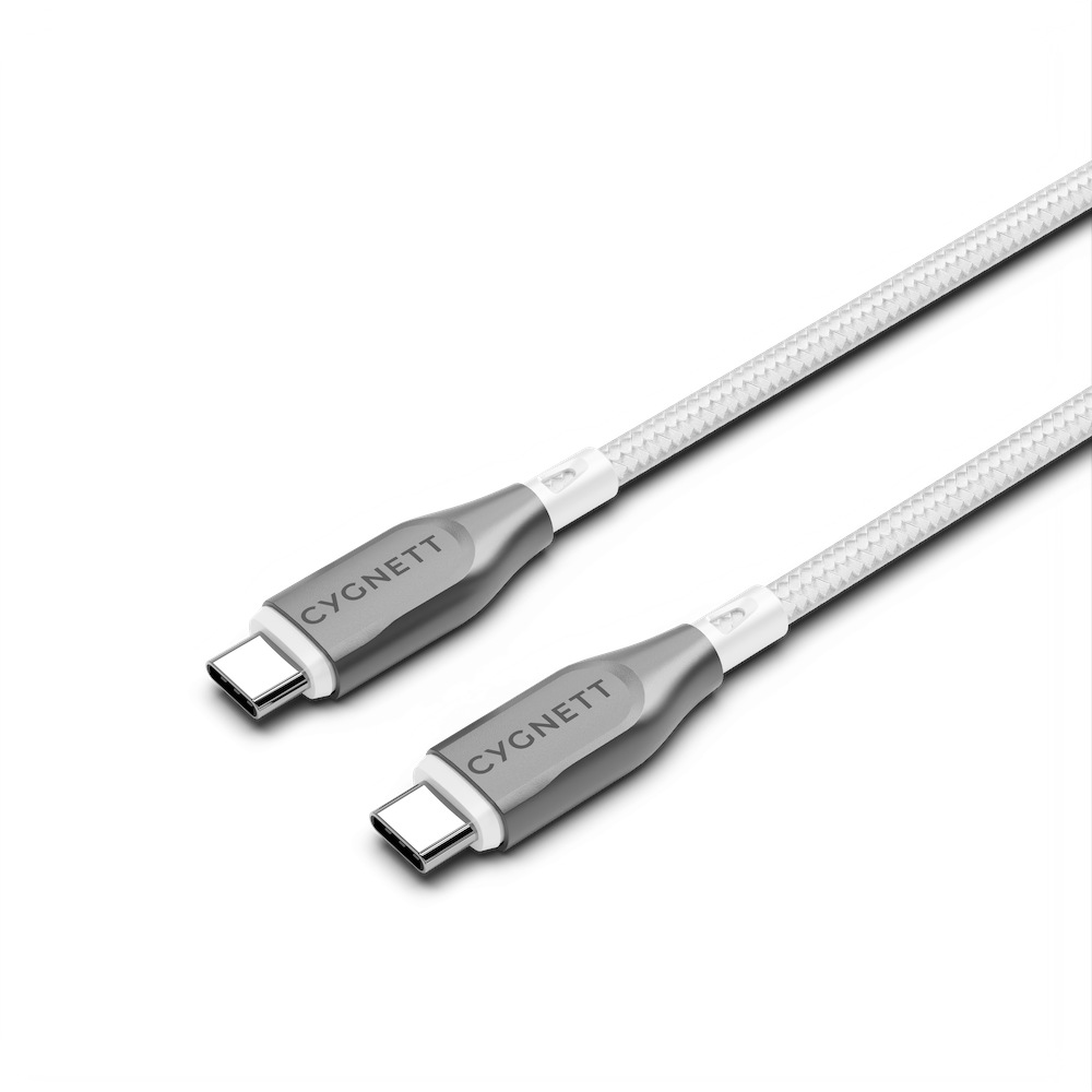 Cygnett Armoured USB-C To USB-C (USB 2.0) Cable - White 1m