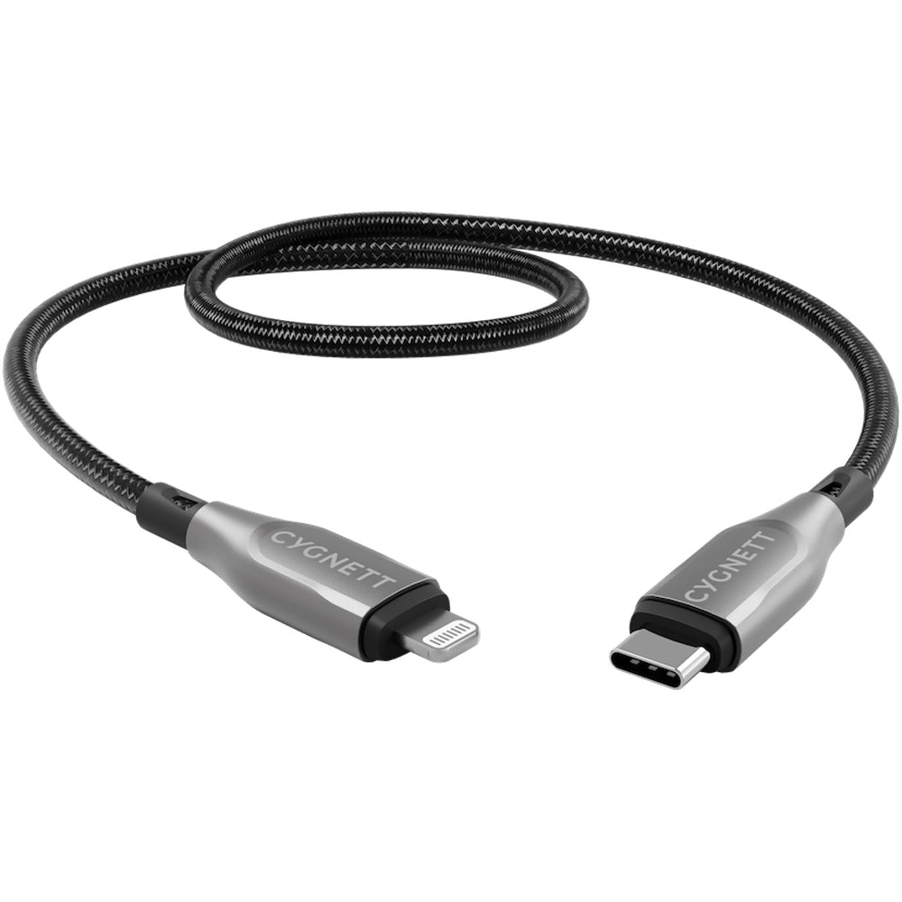 Cygnett Armoured Lightning To USB-C Cable - Black 50cm