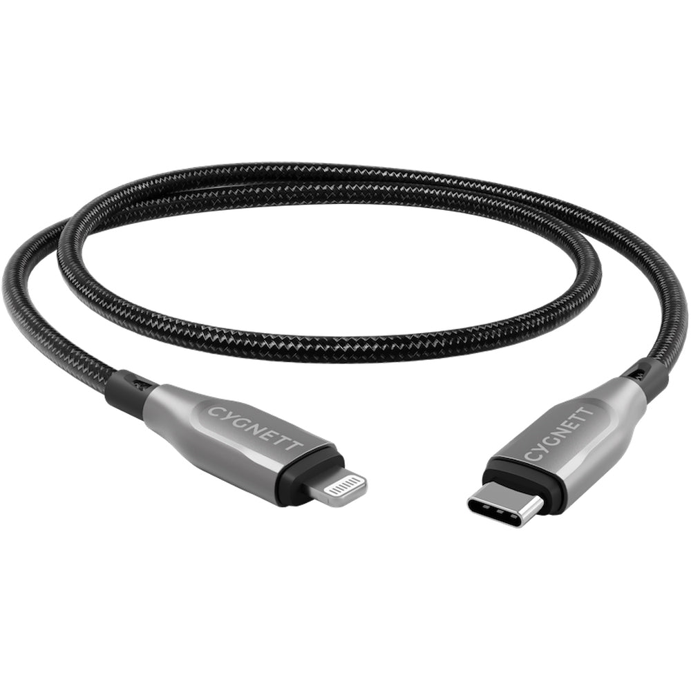 Cygnett Armoured Lightning To USB-C Cable - Black 1m