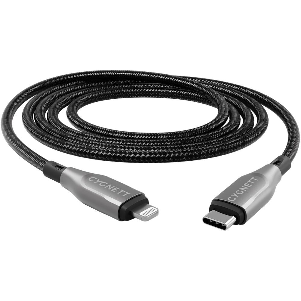 Cygnett Armoured Lightning To USB-C Cable - Black 3m