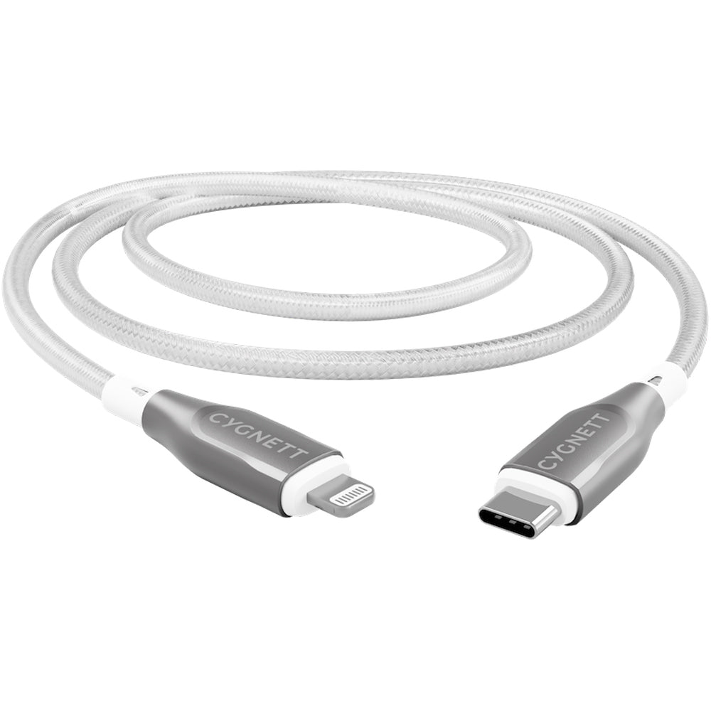 Cygnett Armoured Lightning To USB-C Cable - White 2m