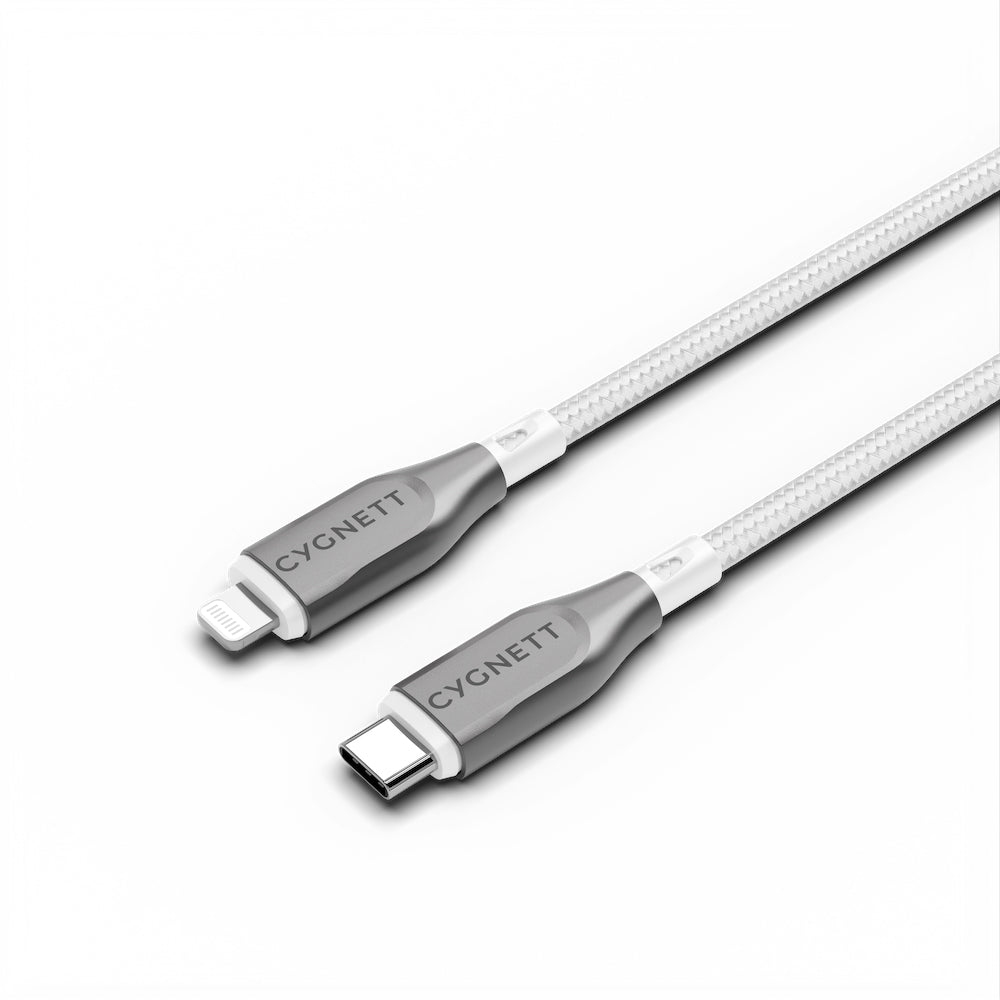 Cygnett Armoured Lightning To USB-C Cable - White 1m