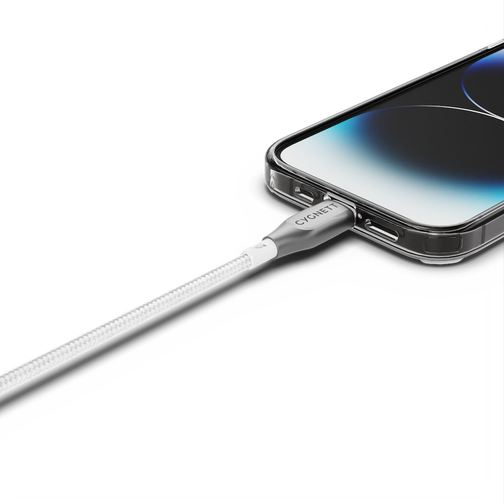 Cygnett Armoured Lightning To USB-C Cable - White 2m