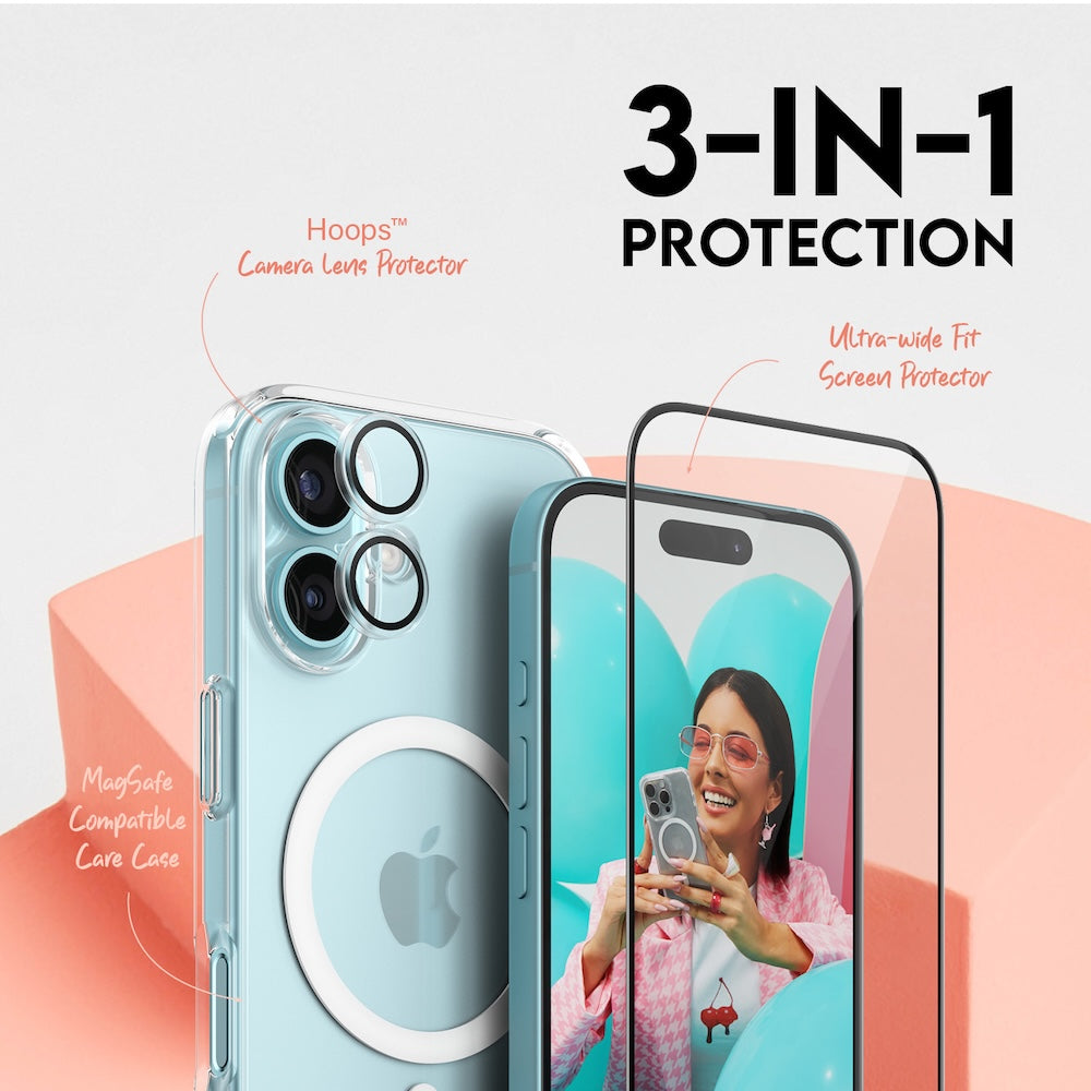 CARE by PanzerGlass® Flagship 3-in-1 Bundle for iPhone 16