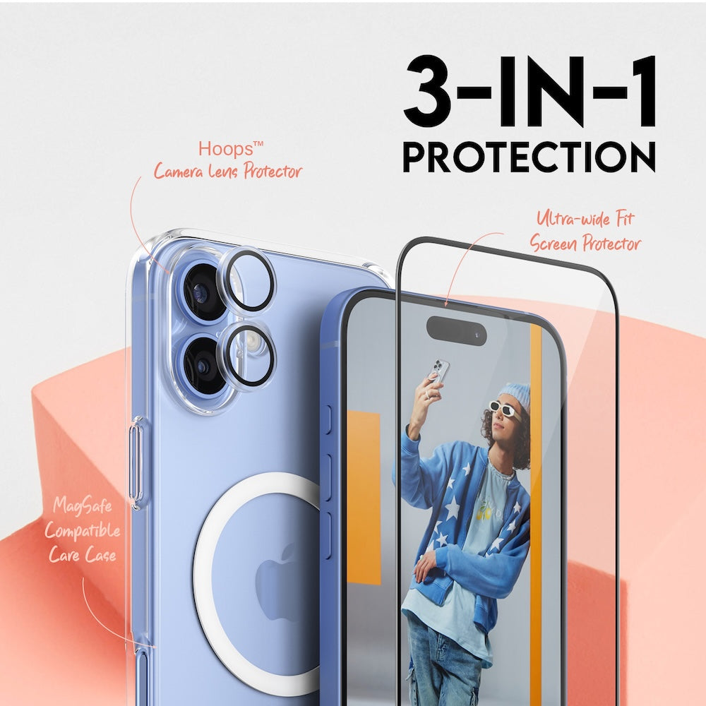 CARE by PanzerGlass® Flagship 3-in-1 Bundle for iPhone 16 Plus