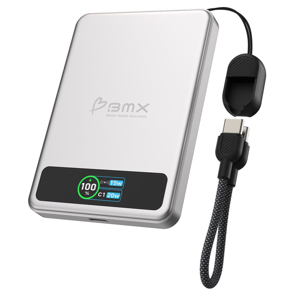 BMX 5000 mAh Magnetic Solid State Power Bank Silver