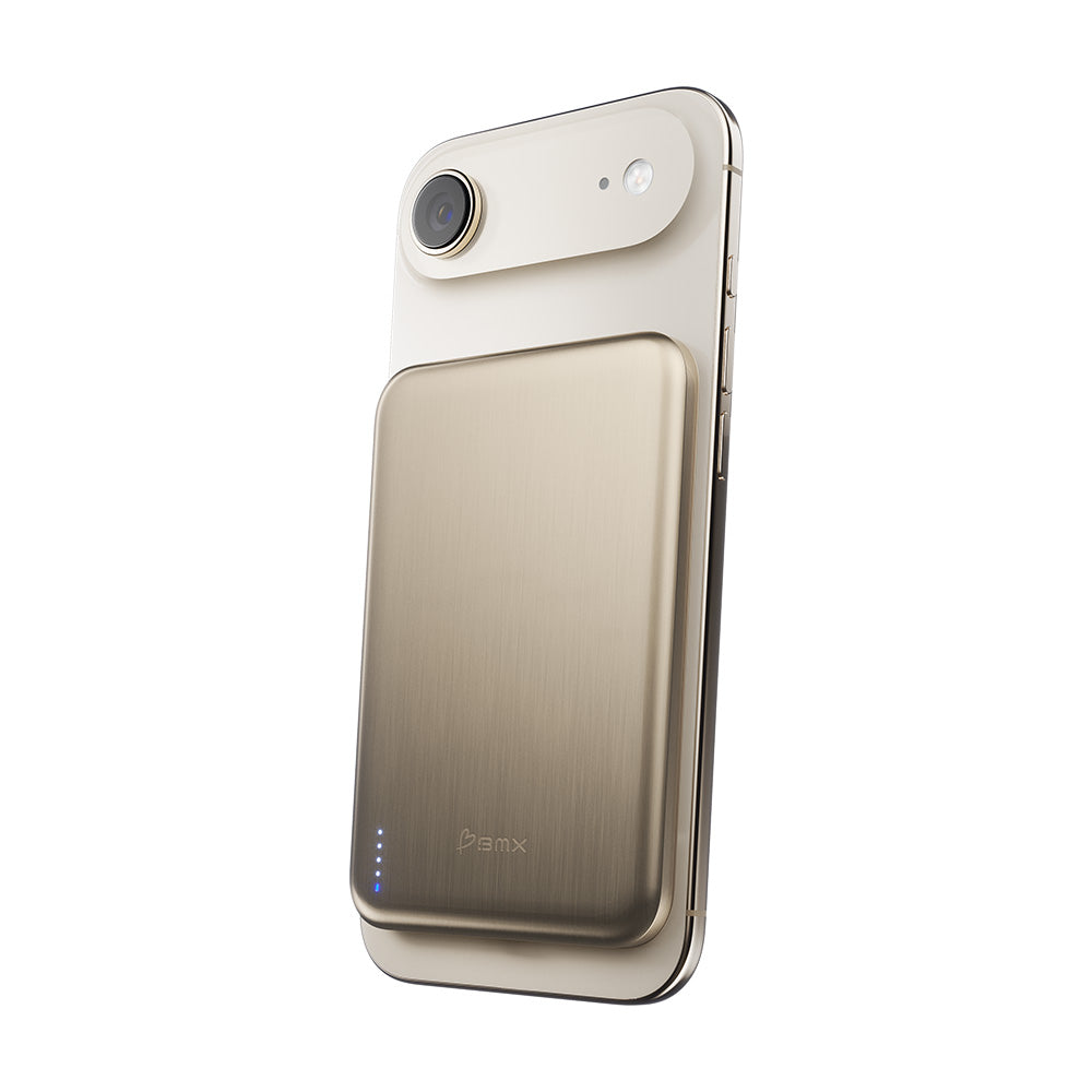 BMX SolidSafe Air 5000mAh Solid-State Qi2 Magnetic Power Bank Gold