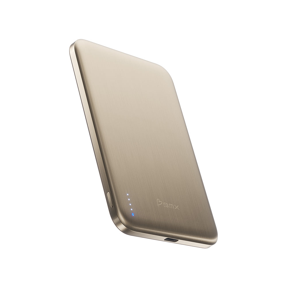 BMX SolidSafe Air 5000mAh Solid-State Qi2 Magnetic Power Bank Gold