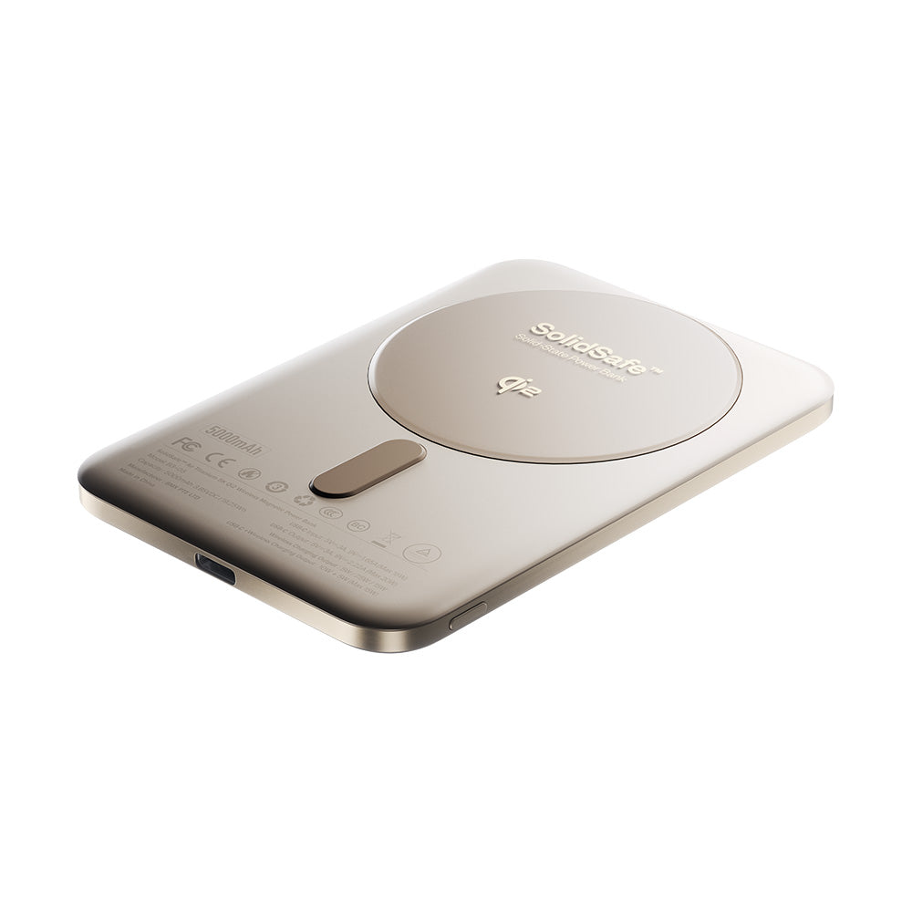 BMX SolidSafe Air 5000mAh Solid-State Qi2 Magnetic Power Bank Gold