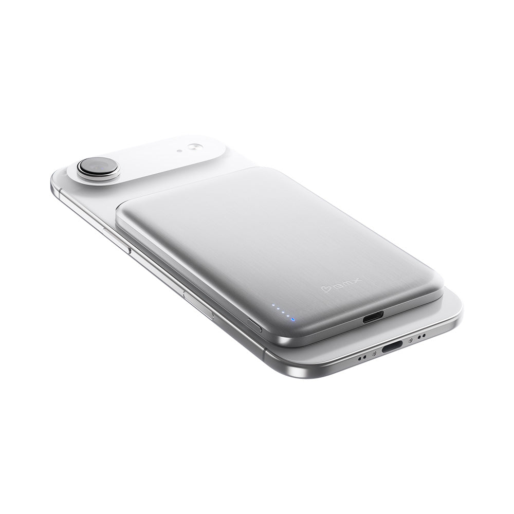 BMX SolidSafe Air 5000mAh Solid-State Qi2 Magnetic Power Bank Silver