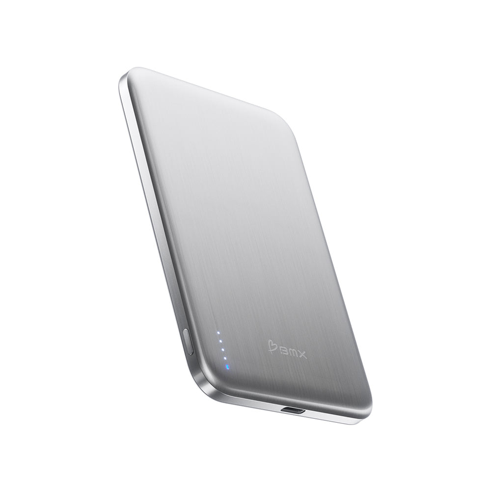 BMX SolidSafe Air 5000mAh Solid-State Qi2 Magnetic Power Bank Silver