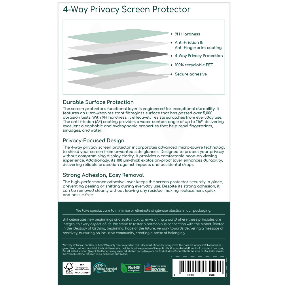 Birf 4-Way Privacy Screen Protector iPhone 18 Pro