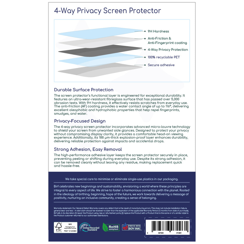 Birf 4-Way Privacy Screen Protector iPhone 18 Pro Max
