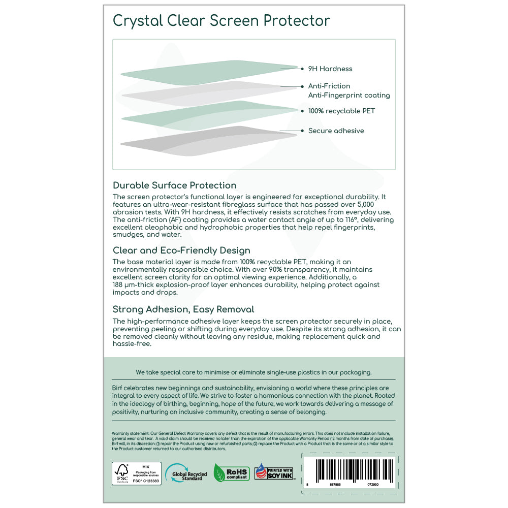 Birf Crystal Clear Screen Protector iPhone 18 Pro