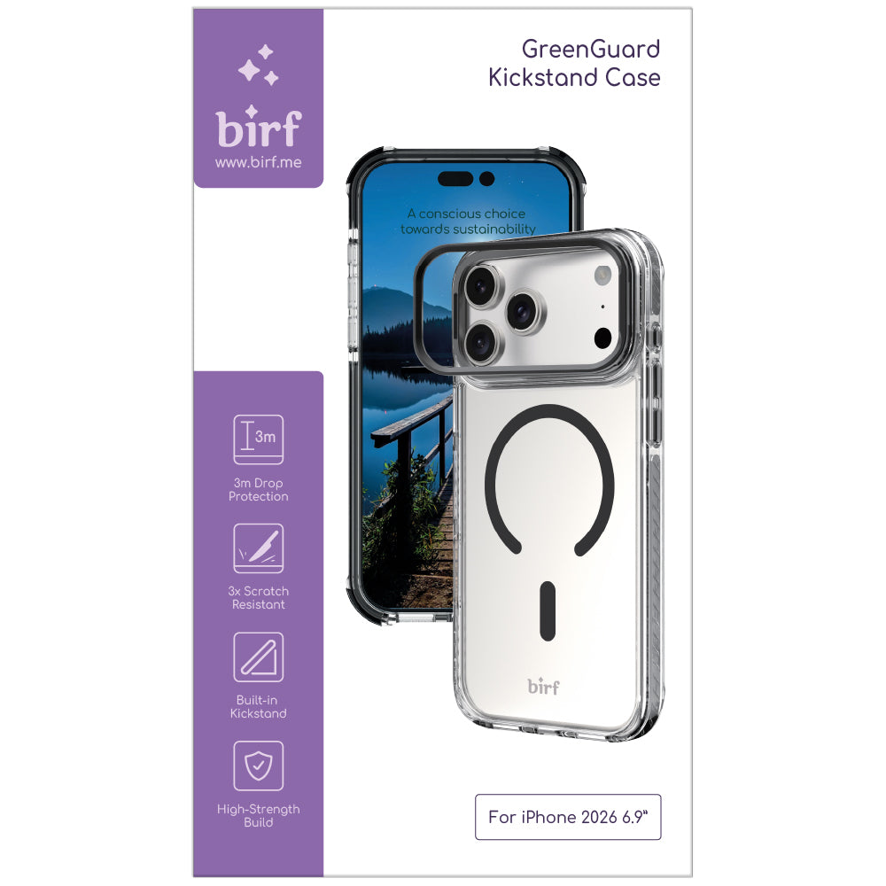 Birf GreenGuard Kickstand Clear Case iPhone 18 Pro Max Black