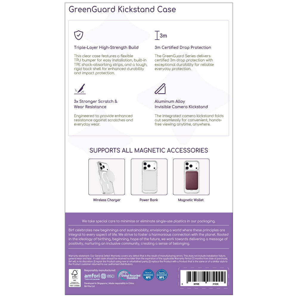Birf GreenGuard Kickstand Clear Case iPhone 18 Pro Max Black