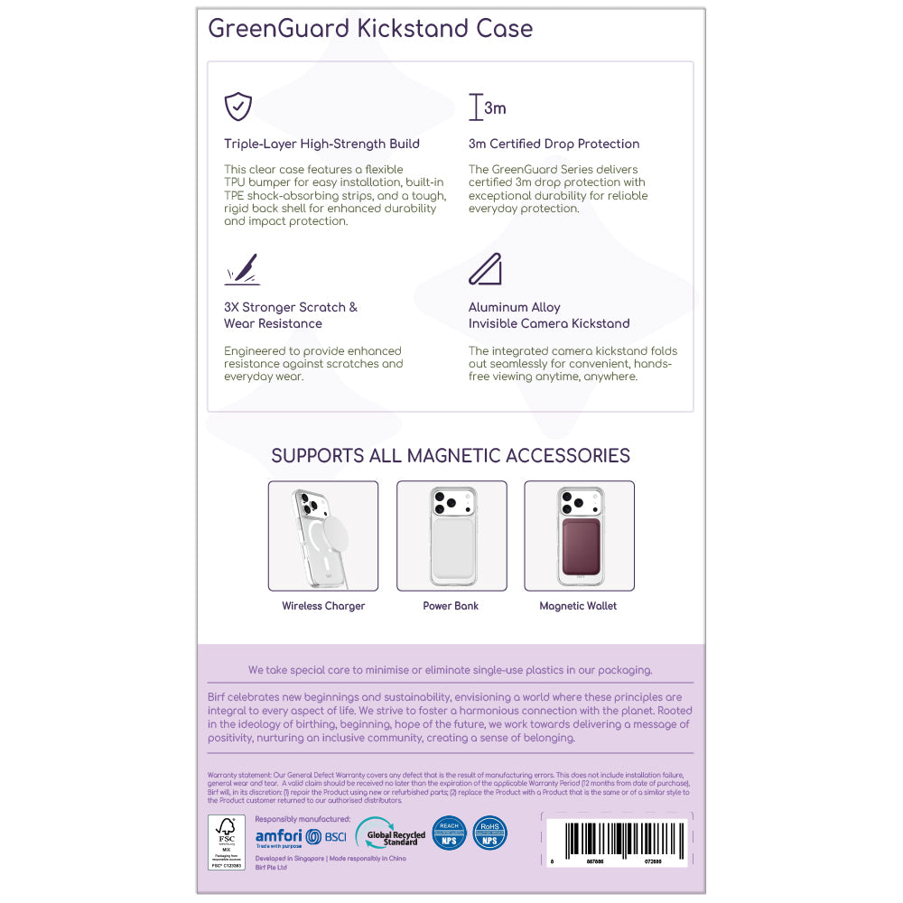 Birf GreenGuard Kickstand Clear Case iPhone 18 Pro Max White
