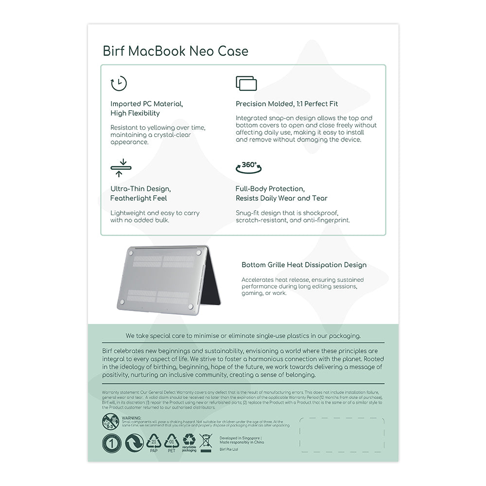 Birf Crystal Clear Hard Case MacBook Neo