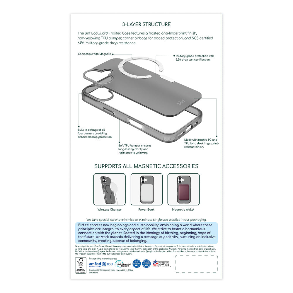 Birf Magsafe EcoGuard Frosted Case for iPhone 17 Black