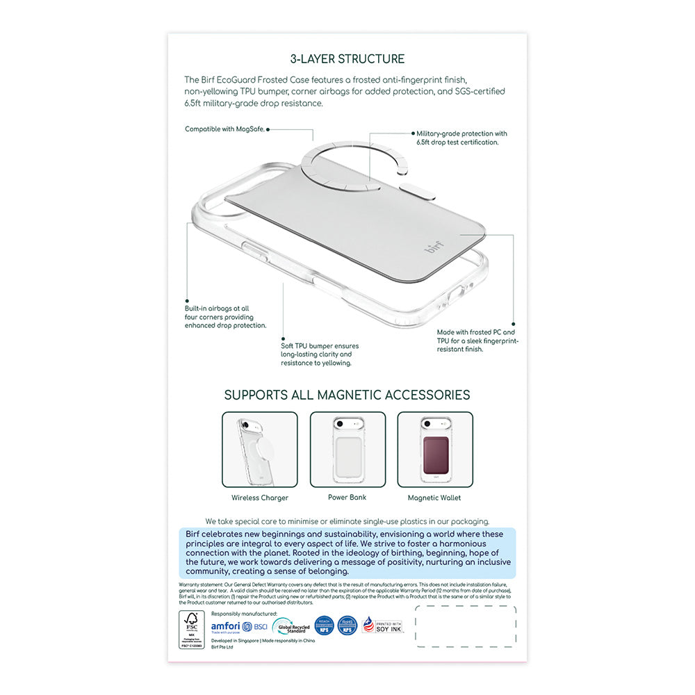 Birf Magsafe EcoGuard Frosted Case iPhone Air Clear