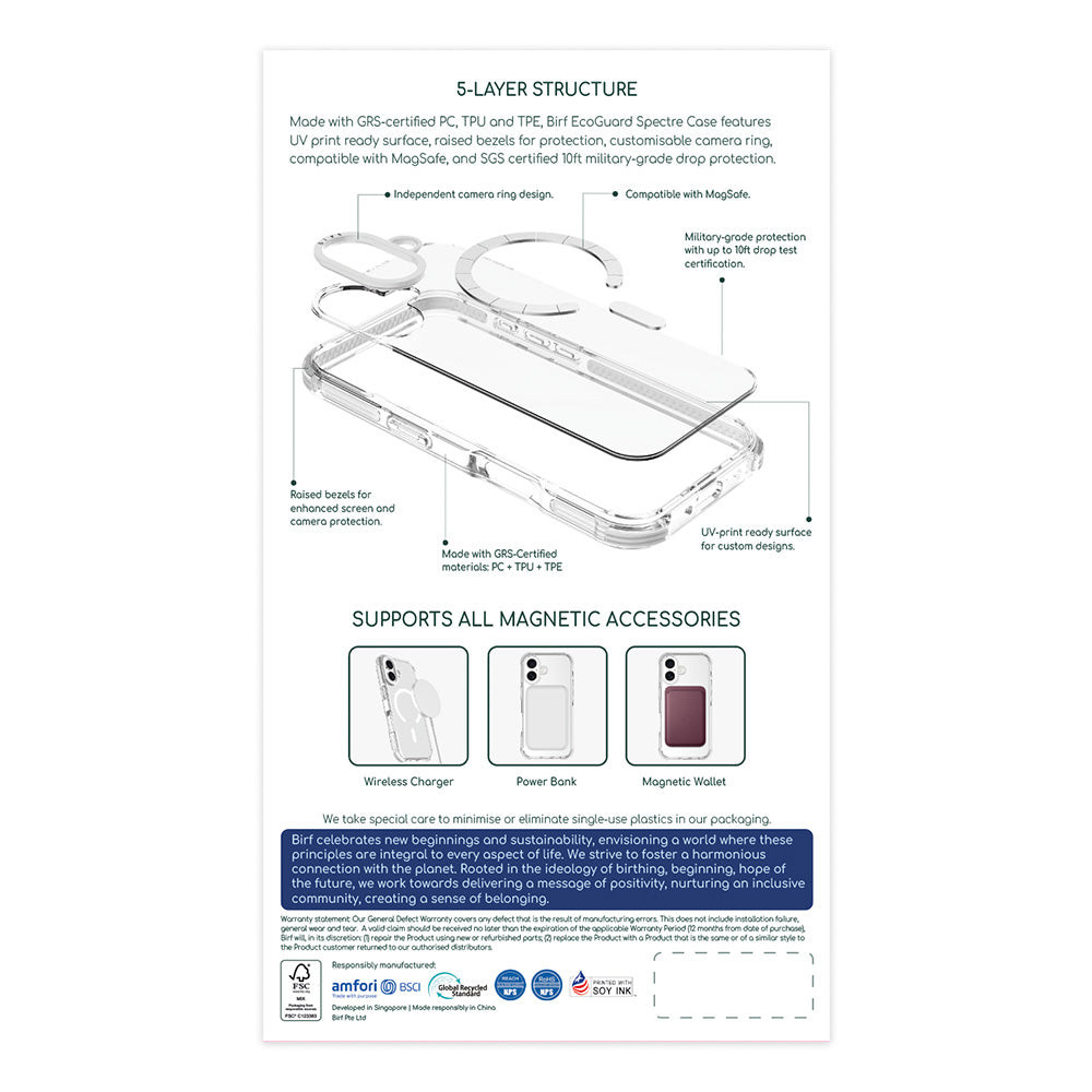 Birf Magsafe EcoGuard Spectre Case for iPhone 17 Clear
