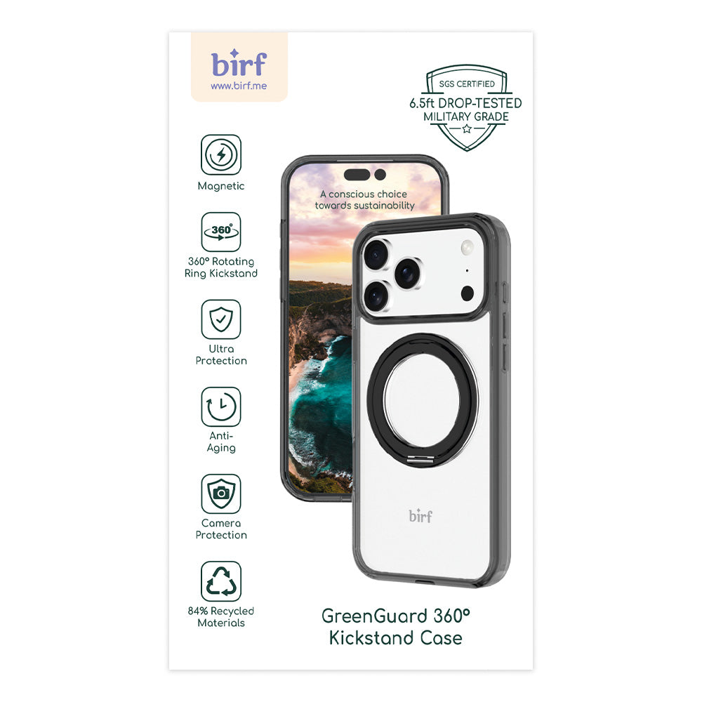 Birf Magsafe GreenGuard 360 Kickstand Case iPhone 17 Pro Max Black