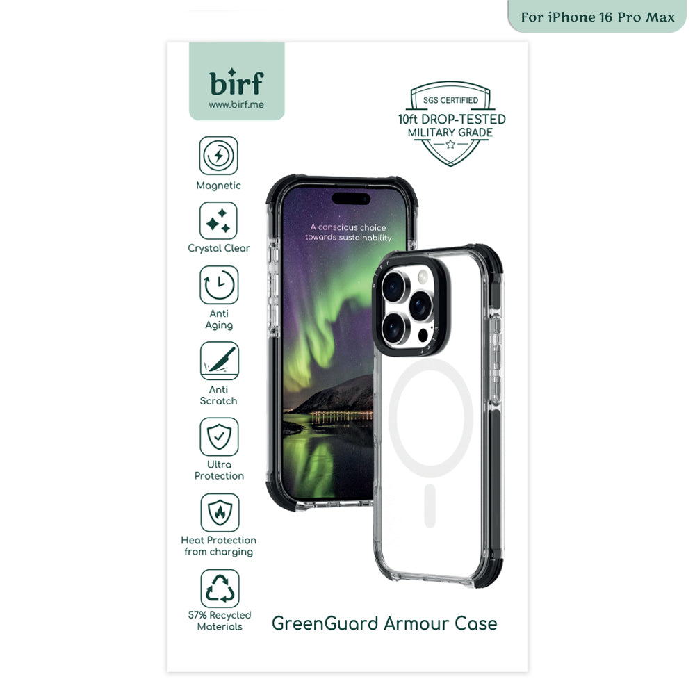 Birf iPhone 16 Pro Max GreenGuard Armour Black Case
