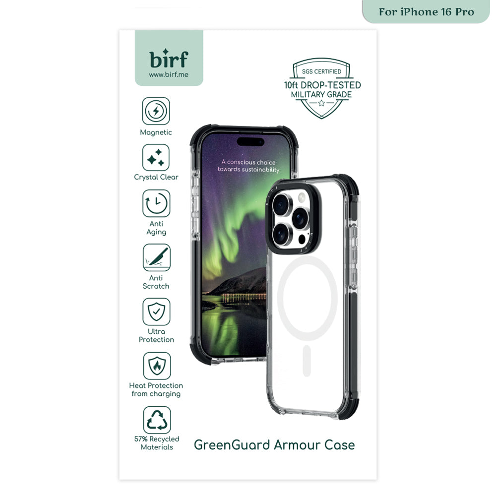 Birf iPhone 16 Pro GreenGuard Armour Black Case
