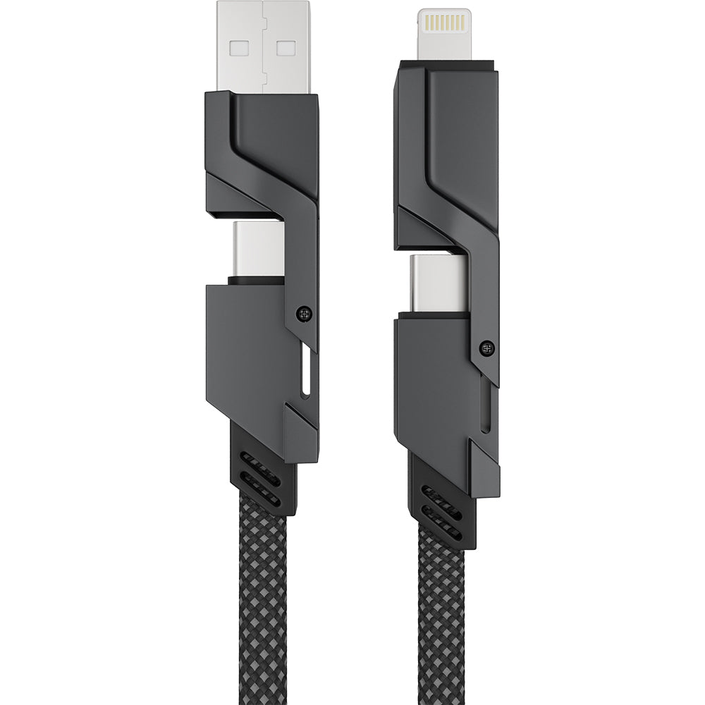 Sunshine 4-in-1 60W Zinc Alloy Fast Charge Cable 1m - Black