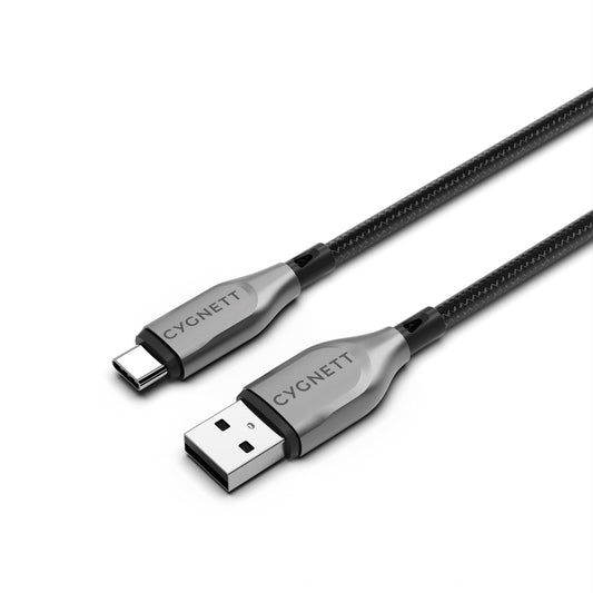 Cygnett Armoured USB-C To USB-A (USB 2.0) Cable - Black 50cm