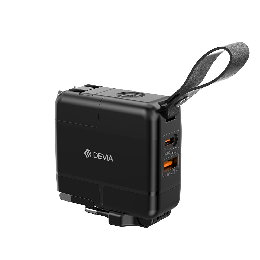 DEVIA 45W PD+QC GaN Travel Adapter Black