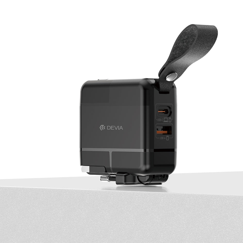 DEVIA 45W PD+QC GaN Travel Adapter Black