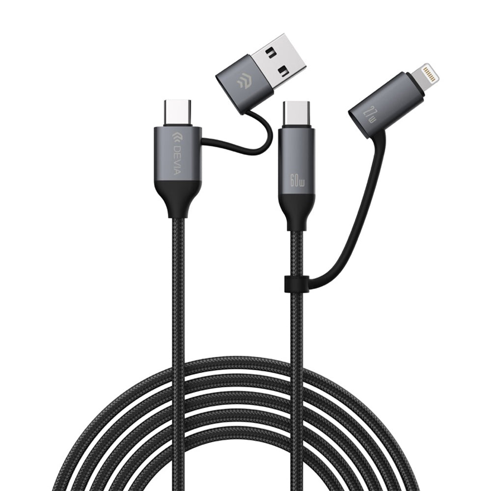 DEVIA Extreme Speed Series Multi Functions 4-in-1 Woven Fast Cable (1.5M) EC504 - Black