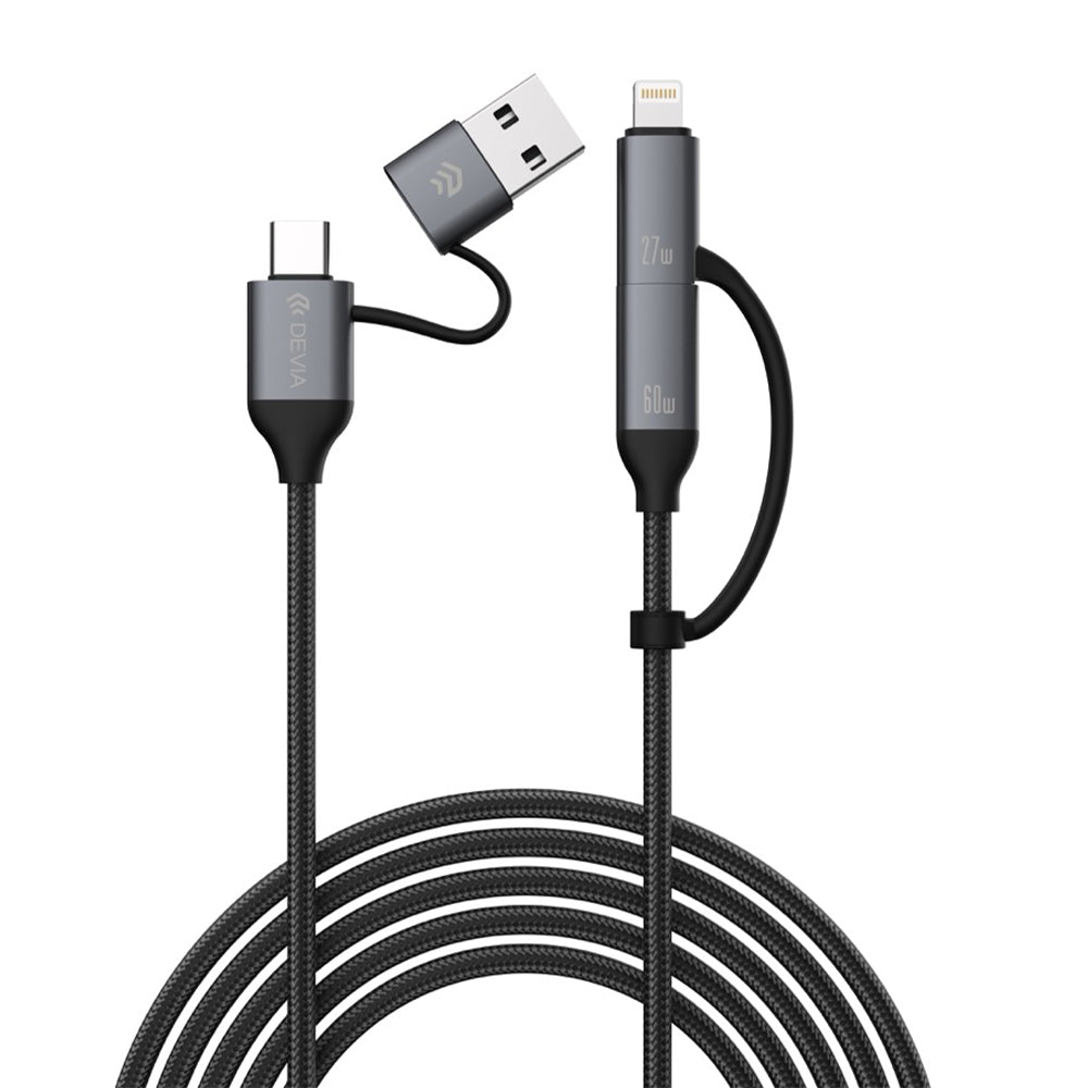 DEVIA Extreme Speed Series Multi Functions 4-in-1 Woven Fast Cable (1.5M) EC504 - Black