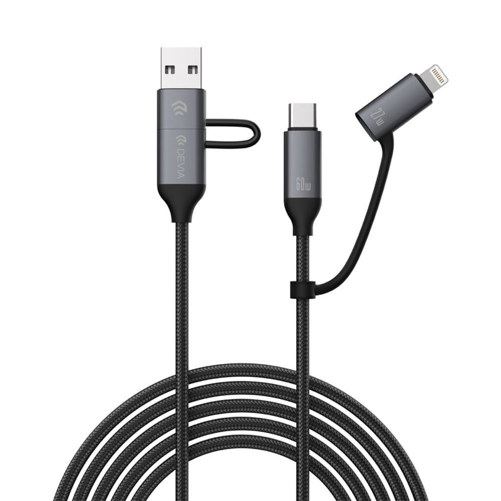 DEVIA Extreme Speed Series Multi Functions 4-in-1 Woven Fast Cable (1.5M) EC504 - Black