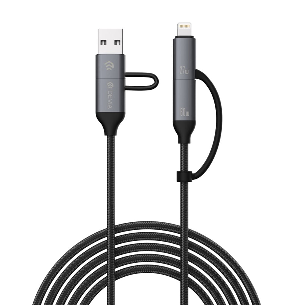 DEVIA Extreme Speed Series Multi Functions 4-in-1 Woven Fast Cable (1.5M) EC504 - Black