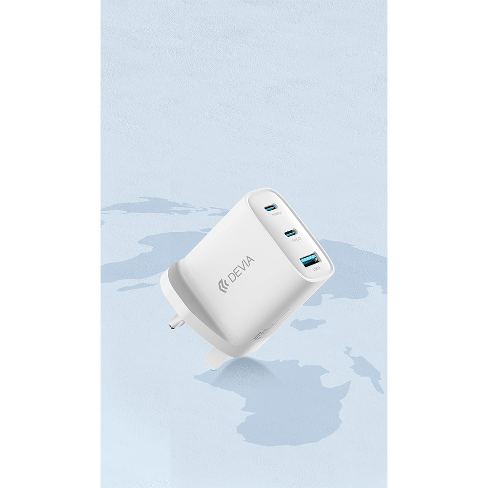DEVIA Extreme Speed Series PD65W A+2C Dynamic GaN Charger White