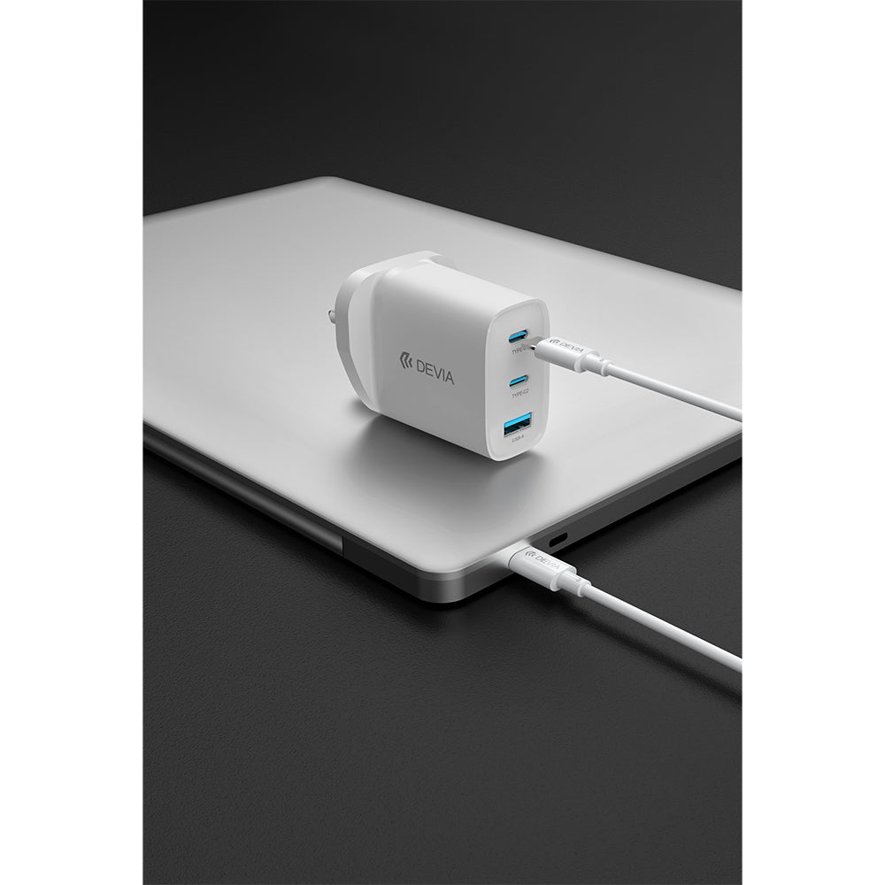DEVIA Extreme Speed Series PD65W A+2C Dynamic GaN Charger White