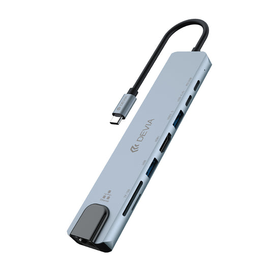 Devia Pro1 8-in-1 USB-C Hub - Gray