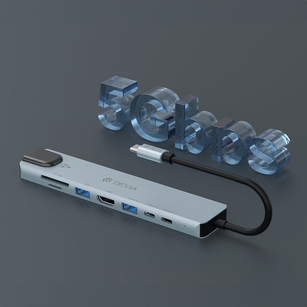 Devia Pro1 8-in-1 USB-C Hub - Gray