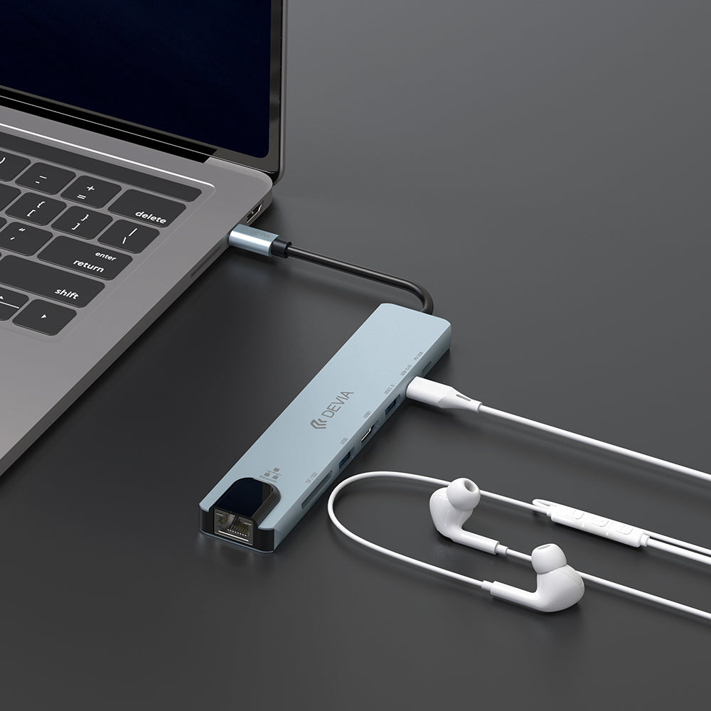 Devia Pro1 8-in-1 USB-C Hub - Gray