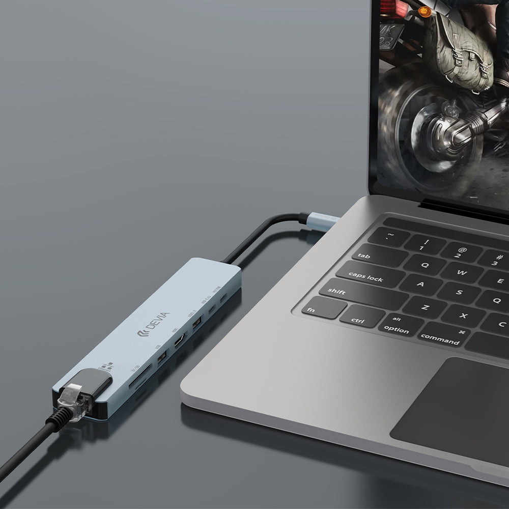 Devia Pro1 8-in-1 USB-C Hub - Gray