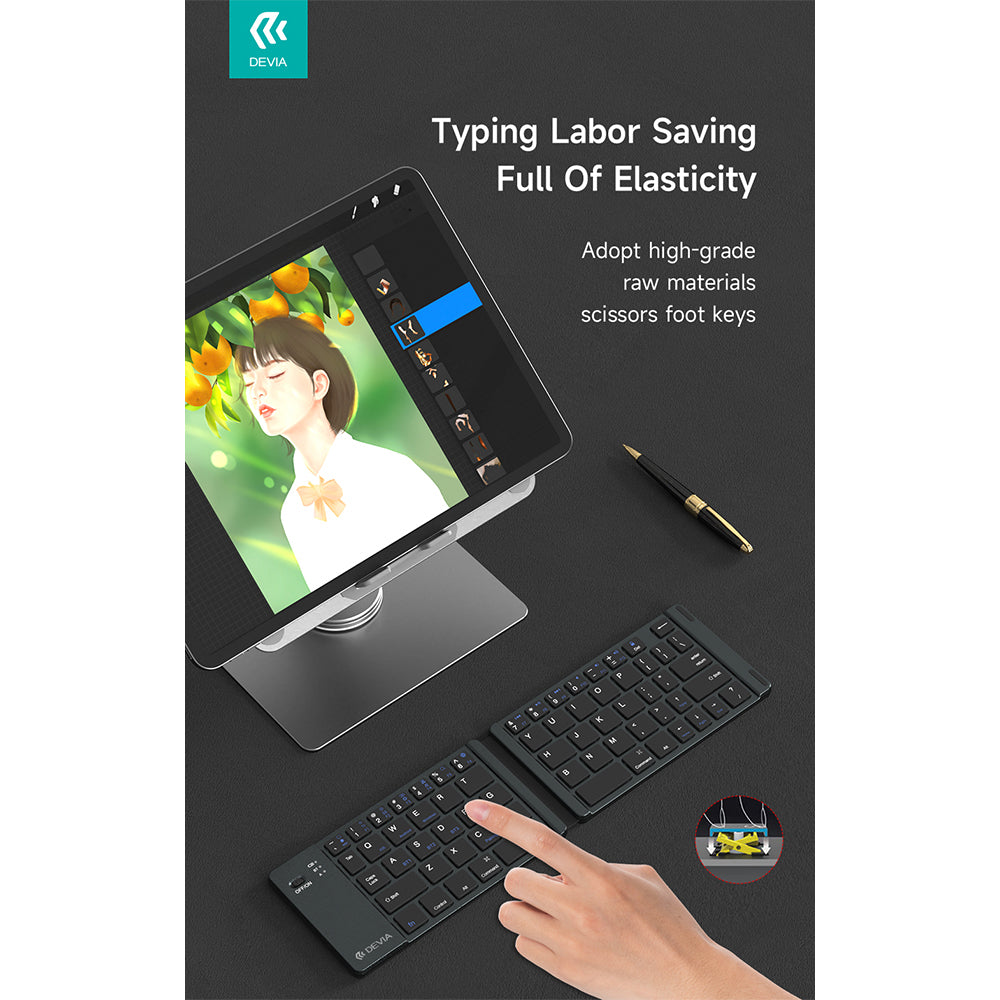 DEVIA Lingo Series Foldable Wireless Keyboard EL193 - Gray