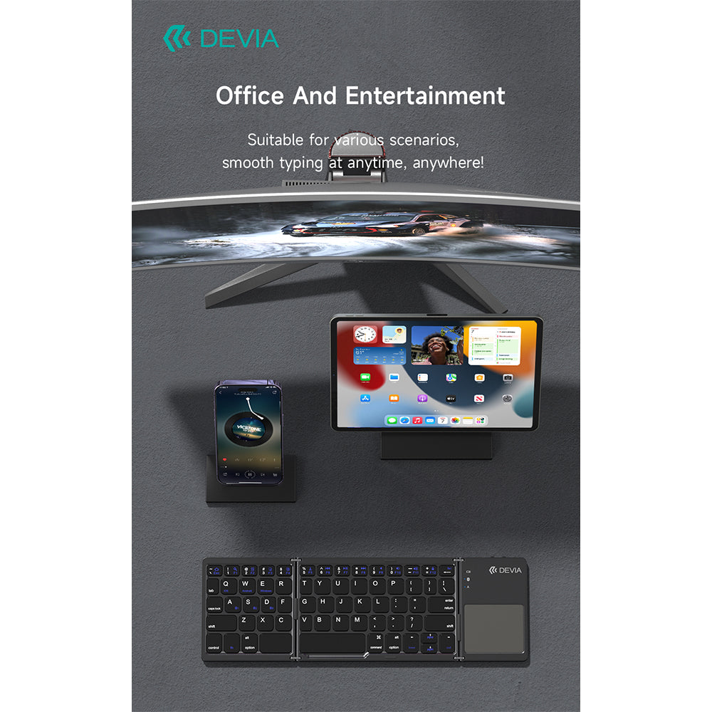 DEVIA Lingo Series Wireless Folding Keyboard With Touchpad B033 - Gray