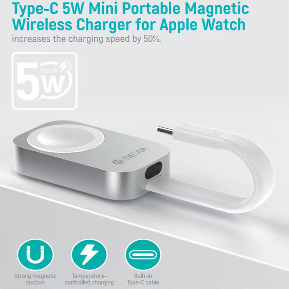 DEVIA Ultra8 Type-C 5W Mini Portable Magnetic Wireless Charger for Apple Watch