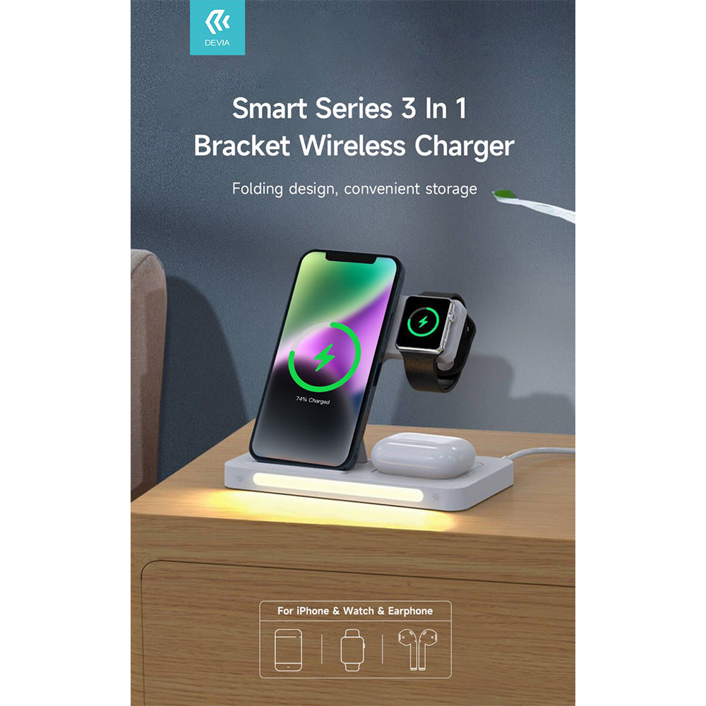 DEVIA Smart Series 3-in-1 Bracket Wireless Charger 966-M1026Q - White