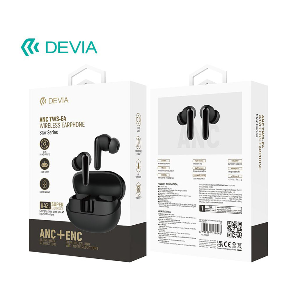 DEVIA Star Series ANC TWS-E4 Wireless Earphone EM409 Black