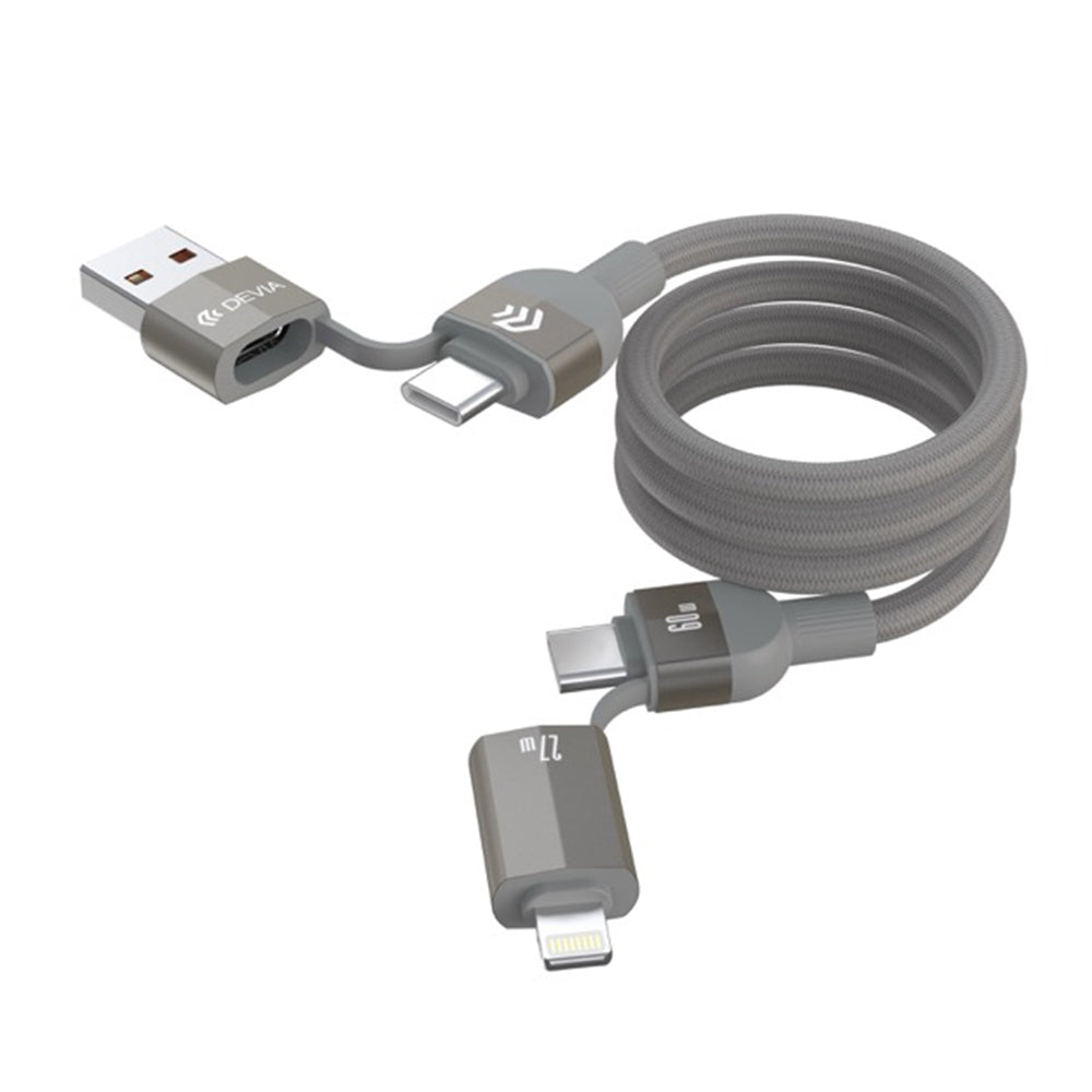 DEVIA Ultra 2 Multi Functions 4 In 1 Woven Magnetic Fast Cable (1.2M) EC655 - Natural Titanium