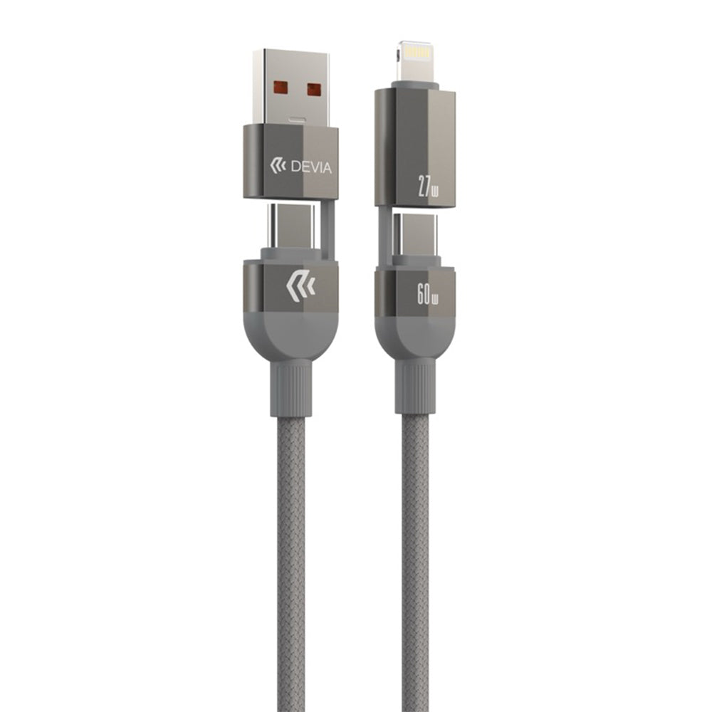 DEVIA Ultra 2 Multi Functions 4 In 1 Woven Magnetic Fast Cable (1.2M) EC655 - Natural Titanium